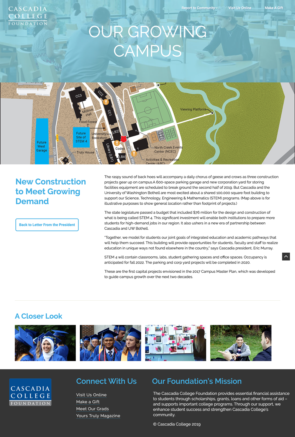 Cascadia College Website page two